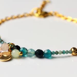 Edelstein Armband Personalisierbar / Geschenk für Sie / Perlen Armband / persönliches Armband / Armband gold gravur Bild 1