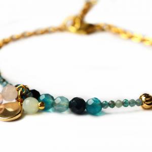 Edelstein Armband Personalisierbar / Geschenk für Sie / Perlen Armband / persönliches Armband / Armband gold gravur Bild 5