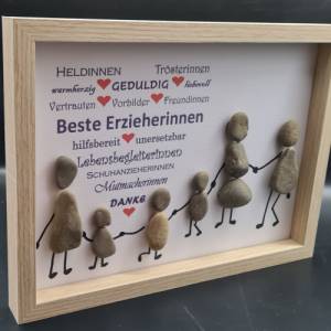 Liebevoll handgefertigtes Steinbild als Geschenk zum Abschied vom Kindergarten für die Erzieherinnen Bild 2