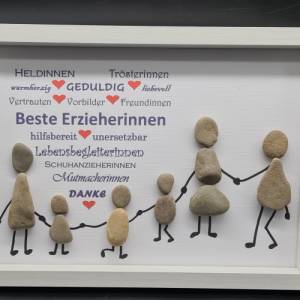 Liebevoll handgefertigtes Steinbild als Geschenk zum Abschied vom Kindergarten für die Erzieherinnen Bild 4