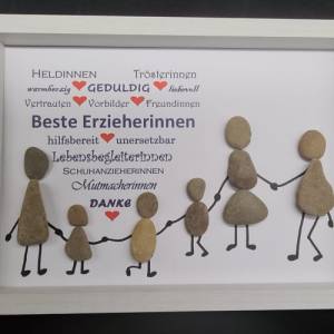Liebevoll handgefertigtes Steinbild als Geschenk zum Abschied vom Kindergarten für die Erzieherinnen Bild 6