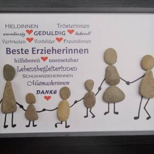 Liebevoll handgefertigtes Steinbild als Geschenk zum Abschied vom Kindergarten für die Erzieherinnen Bild 7