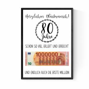 Geschenk zum 80.Geburtstag | Geldgeschenk | Poster| Achtzig | Achtzigster |Deko Geburtstagstisch Bild 2