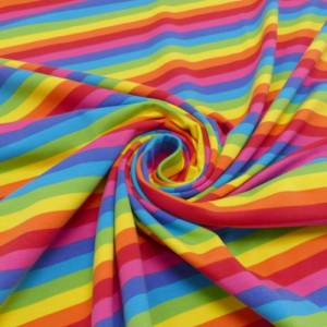 Baumwoll Jersey Stoff Druck - Regenbogenstreifen bunt/multicolor (schmal) Bild 1