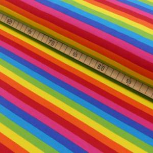 Baumwoll Jersey Stoff Druck - Regenbogenstreifen bunt/multicolor (schmal) Bild 3