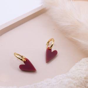Ohrringe Herzen Creolen aus Acryl 18k vergoldet rote Herzchen - leichte Ohrstecker Herz - allergikerfreundlich Geschenk Bild 4