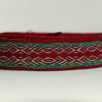 95cm handgewebte Brettchenborte aus Wolle, grün-rot Bild 3