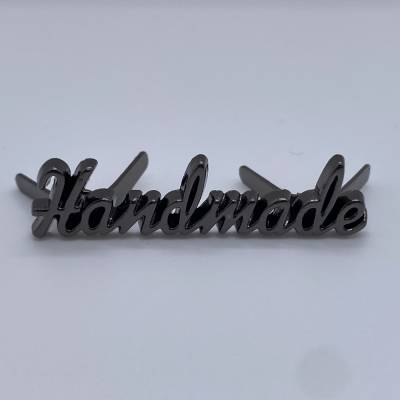 Metall Label Handmade, gunmetal / schwarz