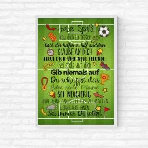 Geschenk zur Einschulung Schulanfang Wünsche Mutmacher Poster Kinderzimmer Druck Fussball Jungs Bild 3