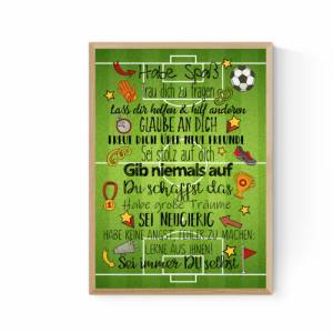 Geschenk zur Einschulung Schulanfang Wünsche Mutmacher Poster Kinderzimmer Druck Fussball Jungs Bild 4