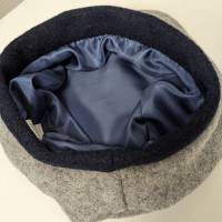 Stegbaskenmütze aus Walkwolle Grau-Blau Bild 4