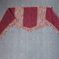Dreieckstuch, Schaltuch aus handgefärbter Wolle mit Baumwolle, gestrickt und gehäkelt, Schal, Stola Bild 3
