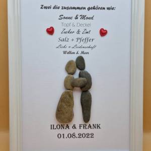 Liebevoll handgefertigtes Steinbild als Geschenk zur Hochzeit - personalisierbar - Hochzeitsgeschenk Bild 4