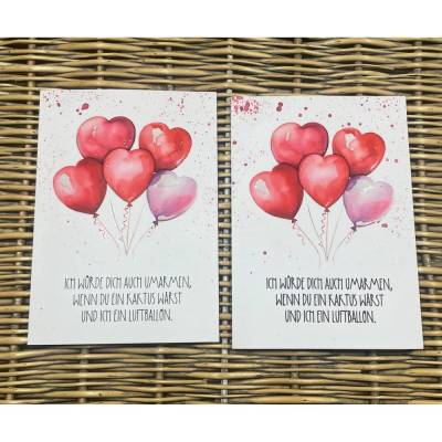 Grußkarte - mit Luftballons und Spruch - Valentinstag - Hochzeit - Verlobung - Geburtstag - Freundschaft