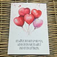 Grußkarte - mit Luftballons und Spruch - Valentinstag - Hochzeit - Verlobung - Geburtstag - Freundschaft Bild 2