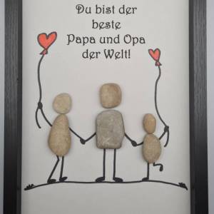 Liebevoll handgefertigtes Steinbild für den lieben Papa und Opa zum Vatertag- 2 Rahmenfarben Bild 3