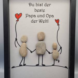 Liebevoll handgefertigtes Steinbild für den lieben Papa und Opa zum Vatertag- 2 Rahmenfarben Bild 4