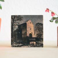Ratingen Burg "Haus zum Haus" im Schnee, Fotografie auf hochwertiger Multiplex Platte, Einzelstück, Transferdruc Bild 1