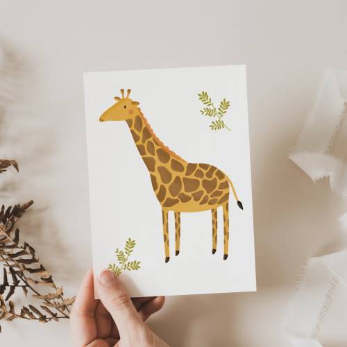 Postkarte Giraffe A6 Postkarte Kinder Tiere - Glückwünsche Geburtstag Kinderkarte Postkarte Geburtstagsgrüße - Geschenkv