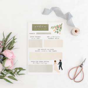 Gästebuchkarten Hochzeit 10 Karten in A5 - kreative Alternative zum Gästebuch - Fragekarten zum Ausfüllen Bild 4