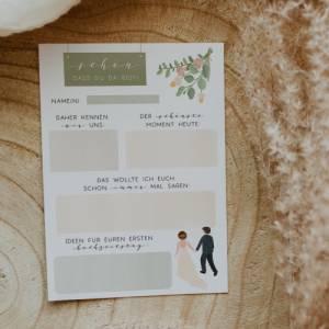 Gästebuchkarten Hochzeit 10 Karten in A5 - kreative Alternative zum Gästebuch - Fragekarten zum Ausfüllen Bild 5