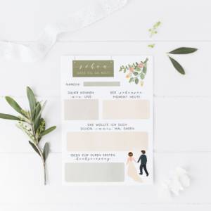 Gästebuchkarten Hochzeit 10 Karten in A5 - kreative Alternative zum Gästebuch - Fragekarten zum Ausfüllen Bild 6