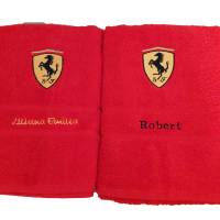 Handtuch - Duschtuch SET Ferrari  Logo Geschenk bestickt Namen HANDARBEIT Bild 7