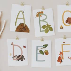 Buchstabenkarte S wie Schnecke - einzeln und Wunsch-Set - WALD ABC Buchstabenkarte S - Postkarte für Kinder - Namenspost Bild 4