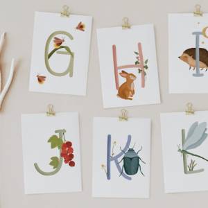 Buchstabenkarte S wie Schnecke - einzeln und Wunsch-Set - WALD ABC Buchstabenkarte S - Postkarte für Kinder - Namenspost Bild 5