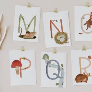 Buchstabenkarte S wie Schnecke - einzeln und Wunsch-Set - WALD ABC Buchstabenkarte S - Postkarte für Kinder - Namenspost Bild 6