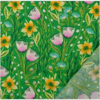 Baumwolldruck "Osterblumen", grün-bunt, 140 cm breit, Meterware, Preis pro 0,5 lfdm Bild 2