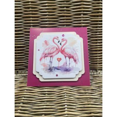 Grußkarte zum Valentinstag - Hochzeitstag - für Verliebte - Flamingos - selbstgemacht - Karte zum Valentinstag