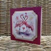 Grußkarte zum Valentinstag - Hochzeitstag - für Verliebte - Flamingos - selbstgemacht - Karte zum Valentinstag Bild 2