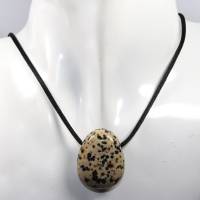 Dalmatinerstein | Halskette mit Band oder Silber 925 --- Stein-Größe: 31 x 24 mm Bild 2
