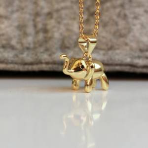 Halskette Elefant Gold Sterlingsilber Kette vergoldet Krafttier Geschenk für sie besonderes Geschenk Naturfreunde Bild 3