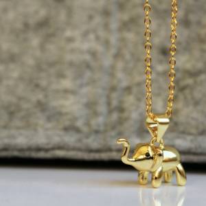 Halskette Elefant Gold Sterlingsilber Kette vergoldet Krafttier Geschenk für sie besonderes Geschenk Naturfreunde Bild 4