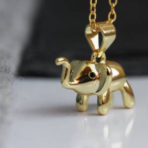 Halskette Elefant Gold Sterlingsilber Kette vergoldet Krafttier Geschenk für sie besonderes Geschenk Naturfreunde Bild 5