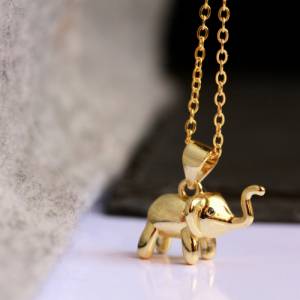 Halskette Elefant Gold Sterlingsilber Kette vergoldet Krafttier Geschenk für sie besonderes Geschenk Naturfreunde Bild 6