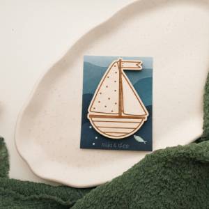 XL Magnet Schiff aus Holz Geschenk Taufe - Geschenk Einweihung - Kühlschrankmagnet Boot - Kommunion Geschenk Boot Magnet Bild 9