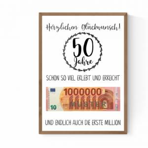 Geschenk zum 50.Geburtstag | Geldgeschenk | Poster| Fünfzig | Fünfzigster | Deko Geburtstagstisch Bild 4
