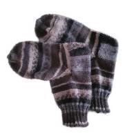 Yogasocken, Wollsocken, 36/37 schwarz-grau handgestrickt,  Unisex, warme Socken, Bild 1