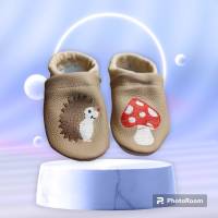 Krabbelschuhe Lauflernschue Puschen Baby Kinder Igel Leder Handmad personalisiert Bild 3