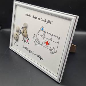 Liebevoll handgefertigtes Steinbild als Geschenk für Sanitäter, Rettungsassistenten,  Notarzt, das Krankenhaus Bild 2