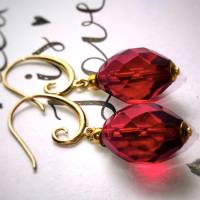 LOVE - Romantische Ohrhänger - Rot / Gold Bild 1