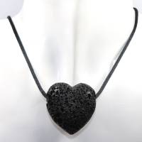 Lava (Herz) | Halskette mit Band oder Silber 925 --- Stein-Größe: 37 x 34 mm Bild 2