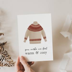 Postkarte Pullover "feel warm & cozy" - A6 Karte Weihnachten Norweger Pulli Liebe - Island Weihnachtsgrüße Bild 3