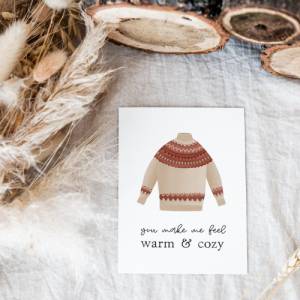Postkarte Pullover "feel warm & cozy" - A6 Karte Weihnachten Norweger Pulli Liebe - Island Weihnachtsgrüße Bild 5