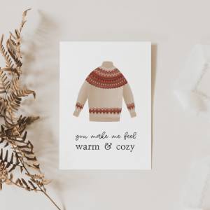 Postkarte Pullover "feel warm & cozy" - A6 Karte Weihnachten Norweger Pulli Liebe - Island Weihnachtsgrüße Bild 6