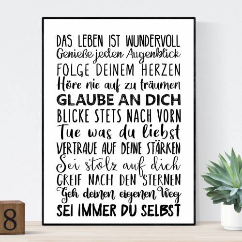 Geschenk erste eigene Wohnung WG Studentenbude Studentenzimmer Mutmacher Wünsche zum Einzug- Sprücheposter Spruch Bild
