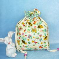 Süßer Krimskramsbeutel (L) mit flotten Bienchen | Spielzeugbeutel für Kinder | Geschenkbeutel für Ostern Bild 3